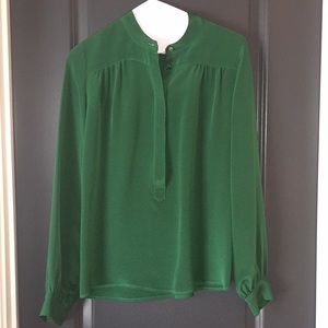Ann Mashburn emerald green silk Nehru popover top